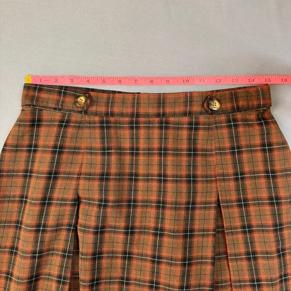 White Stag skirt women 12 vintage pleated plaid flannel mini brown - Picture 7 of 8